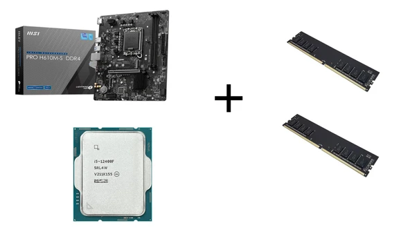 MSI PRO H610M-S DDR4+INTEL I5 12400F+16GB DDR4 RAM ANAKART+ISLEMCI+RAM BUNDLE ürün görseli 1