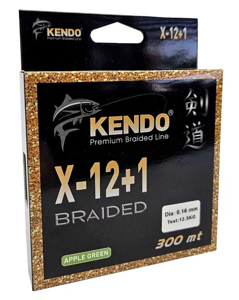 Kendo X-12+1 Braided 300m Apple Green Örgü İp  0,14mm ürün görseli 1