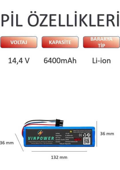 Xıaomı Mop 2 Pro + 3D robot Süpürge Batarya 6400 Mah - Resim 5