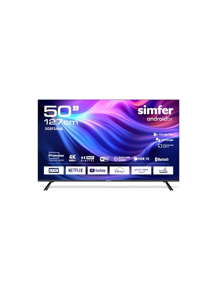 Simfer 50SFSA6B 4K Ultra HD 50" 127 Ekran Uydu Alıcılı Android Smart LED TV ürün görseli 1