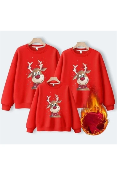 BUTİK AYVİTRİN Aile Yılbaşı Noel Baskılı iki iplik Kombin Sweatshirt Tek fiyatıdır ürün görseli 1