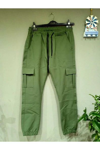 BUTİK AYVİTRİN Unisex Kargo Cep Pantolon Yeşil ürün görseli 1