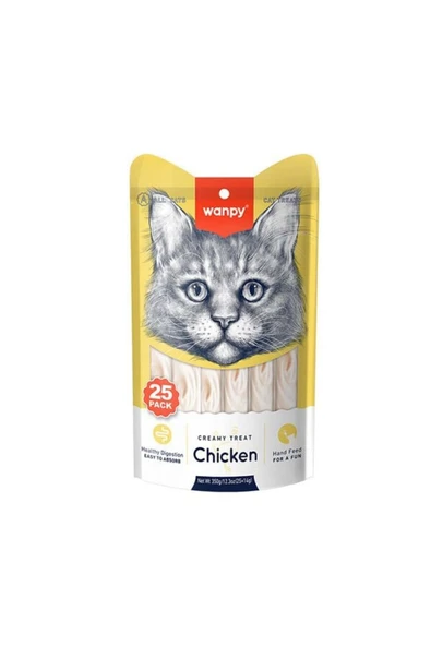 Wanpy Tavuklu Sindirim Sistemi Destekleyici Krema Kedi Ödül Maması 14gr (25'li) ürün görseli 1