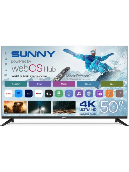Sunny SN50UPRL-W02M 4K Ultra HD 50" 127 Ekran Uydu Alıcılı webOS Smart LED TV ürün görseli 1