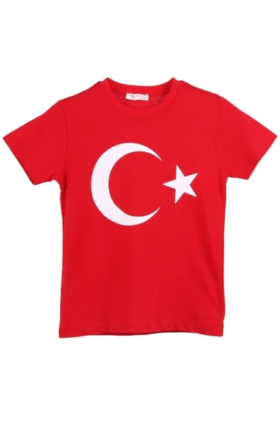 BUTİK AYVİTRİN Unicex Ayyıldız Tişört Kırmızı ürün görseli 1