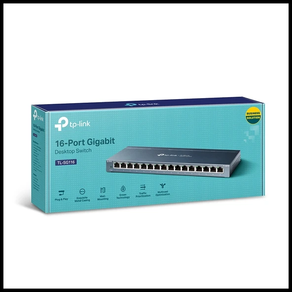 TP-LINK TL-SG116(UN) V2, 16 Port, GigaBit, Metal Kasa, Masaüstü Switch ürün görseli 1
