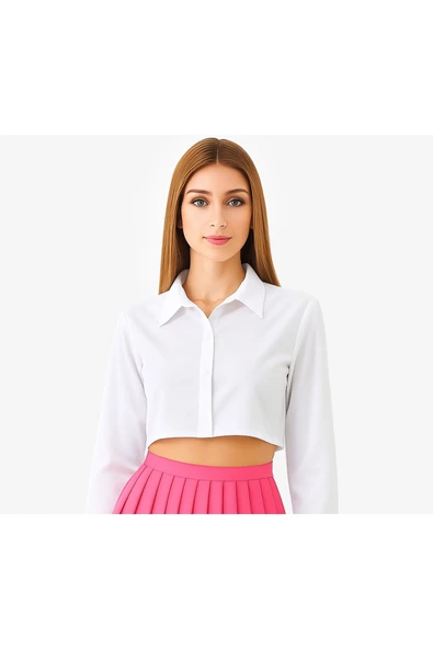 BUTİK AYVİTRİN Kadın Crop Gömlek - Resim 2