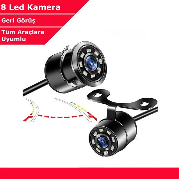 Tüm Araçlara Uyumlu 12V 8 Ledli Gece Görüşlü Geri Vites Kamerası ürün görseli 1