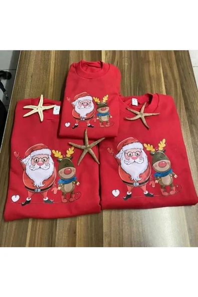 BUTİK AYVİTRİN Aile Kombini Yılbaşı Noel Baskılı 2 iplik Sweatshirt TEK ÜRÜN FİYATIDIR ürün görseli 1