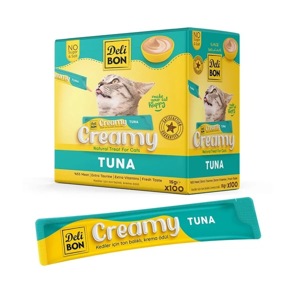 Delibon Creamy Ton Balıklı Sıvı Kedi Ödülü 15 Gr 100'lü Paket ürün görseli 1