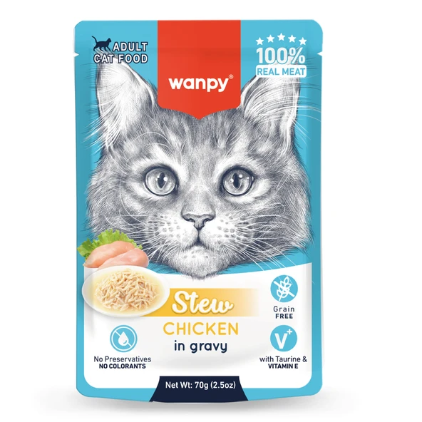 Wanpy 70g Pouch Tavuklu Yaş Kedi Maması Skt:11/2027 ürün görseli 1