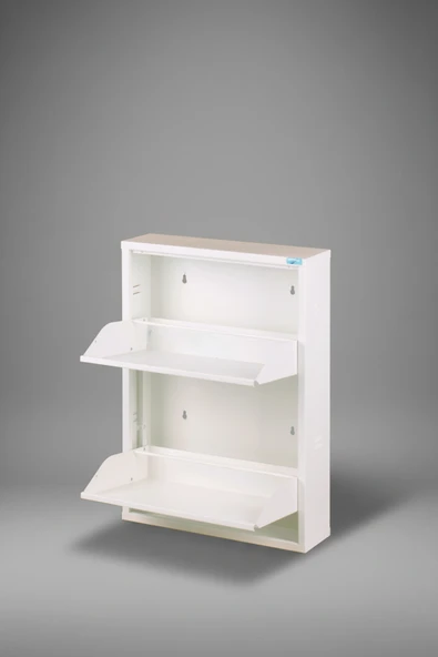 Metal Ayakkabılık 2 li Model  Beyaz - Resim 5