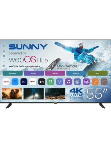 Sunny SN55UPRL Frameless 4K Ultra HD 55" 140 Ekran Uydu Alıcılı webOS Smart LED TV ürün görseli 1