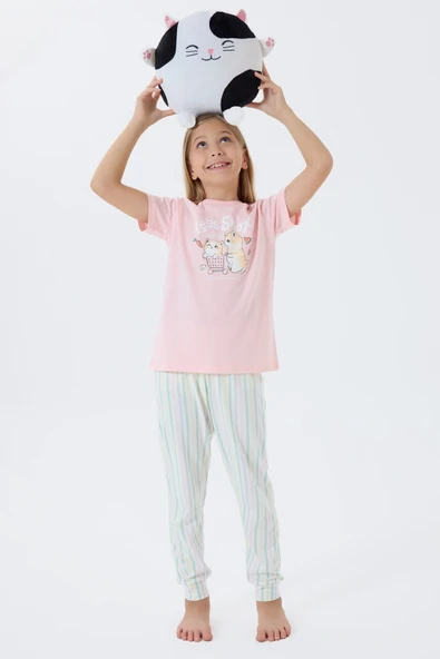 Arnetta 3571-2 Kız Çocuk Kısa Kol Pijama Takımı ürün görseli 1