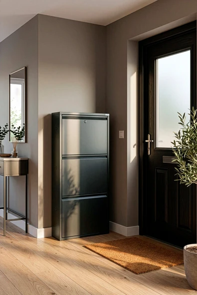 Metal Ayakkabılık 3'lü Kilitli Model  Antrasit ürün görseli 1