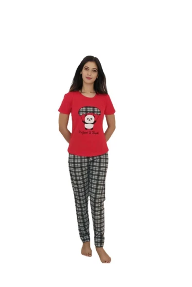 BUTİK AYVİTRİN Kadın Pijama Takımı Kırmızı ürün görseli 1