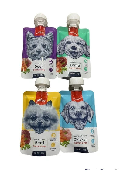 Tasty Meat Paste Taze Sıvı Köpek Ödül Maması Köpek Sıvı Ödül Karma Paket 4x90gr ürün görseli 1