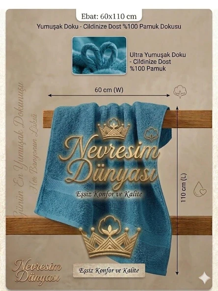 Nevresim Dünyası Prime Havlu 60x110 Lacivert ürün görseli 1