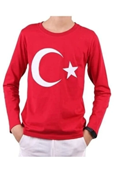 BUTİK AYVİTRİN Ayyıldız Uzun Kollu Kırmızı T-shirt ürün görseli 1