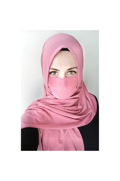 BUTİK AYVİTRİN Kadın Maskeli Şal Gül Kurusu ürün görseli 1