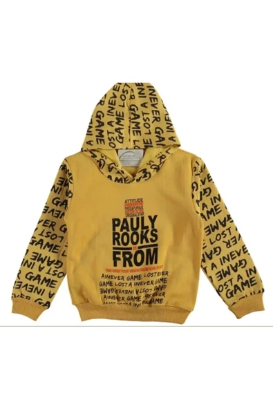 BUTİK AYVİTRİN Erkek Çocuk Kapşonlu Sweatshirt Hardal ürün görseli 1