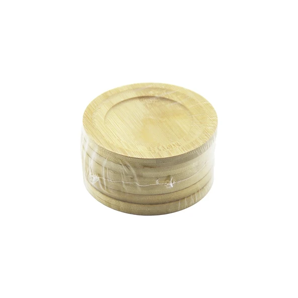 YUVARLAK= ÇAP: 9.7CM 6PCS BAMBU - AHŞAP ÇAY TABAK (5433) ürün görseli 1