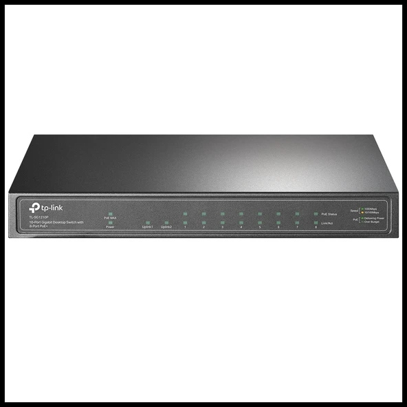 TP-LINK TL-SG1210P, 8 Port, Gigabit, PoE 63W, 1 Port SFP, Yönetilemez, Metal Kasa, Masaüstü Switch ürün görseli 1