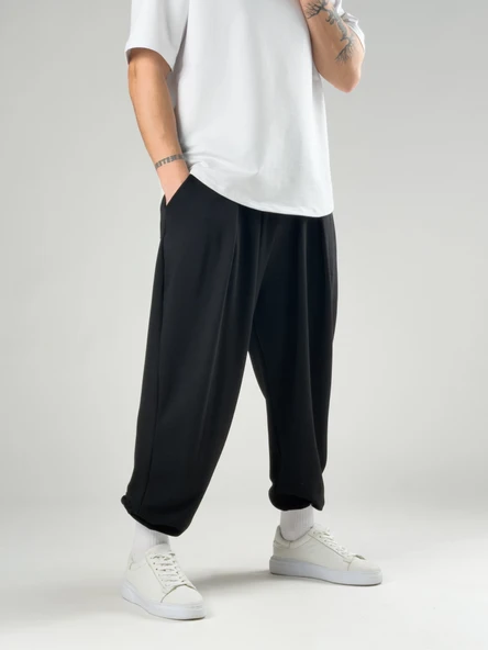 Pileli Siyah Erkek Jogger Pantolon COC2858 ürün görseli 1