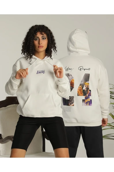 BUTİK AYVİTRİN Sevgili Kombini Çift Unisex Oversize Baskılı Sweatshirt Beyaz ürün görseli 1