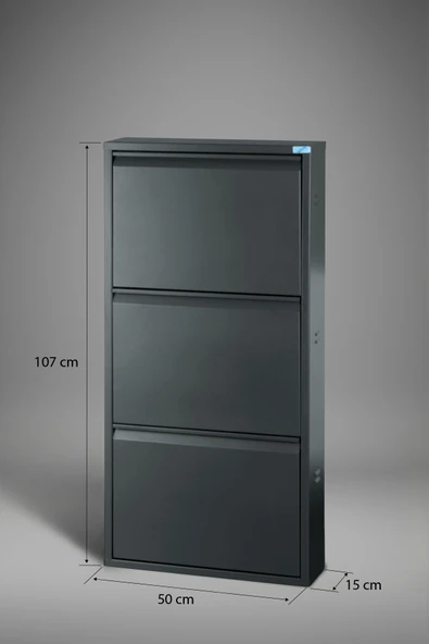 Metal Ayakkabılık 3'lü Model  Antrasit - Resim 7