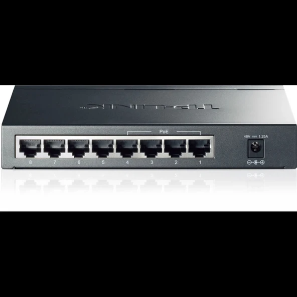 TP-LINK TL-SG1008P, 8 Port, GigaBit, 4 Port PoE, 55W, Yönetilemez, Metal Kasa, Masaüstü Switch ürün görseli 1