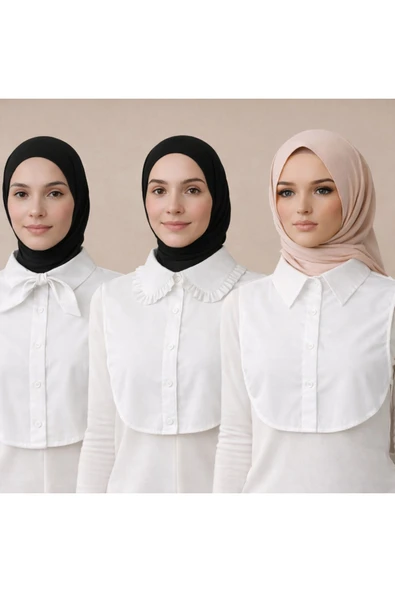 BUTİK AYVİTRİN Kadın İçlik Aksesuar Crop Gömlek 3 lu Model ürün görseli 1