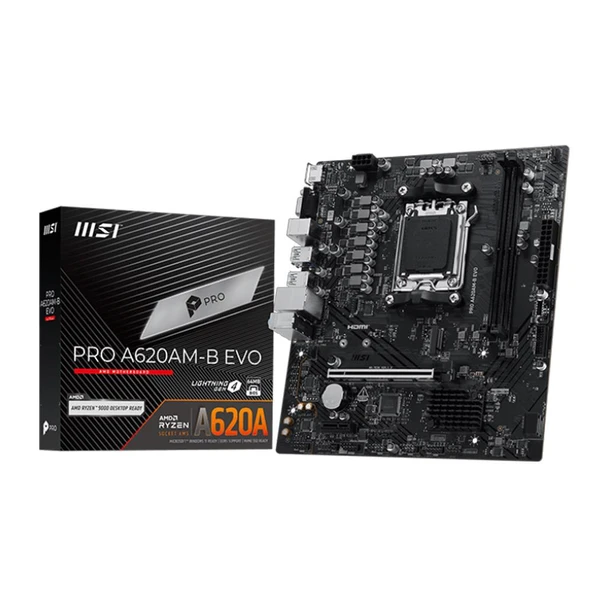 MSI MB PRO A620AM-B EVO AM5 DDR5 6800MHZ(OC) ARGB HDMI VGA M.2 USB3.2 JARGB_V2 MATX ürün görseli 1