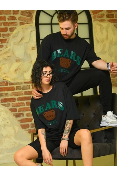 BUTİK AYVİTRİN Sevgili Kombini Çift Unisex Oversize Baskılı Tişört ürün görseli 1