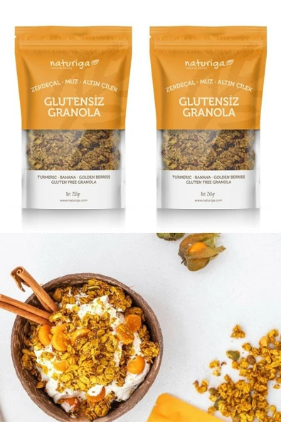 Naturiga Glutensiz Zerdeçal, Altın Çilek Ve Muzlu Granola ürün görseli 1