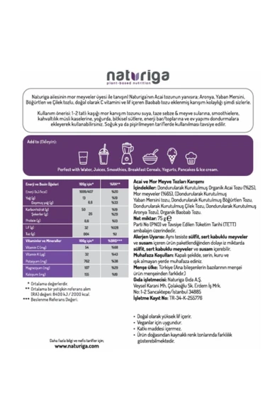 Naturiga Açai Plus Karışımı 75gr - Resim 2