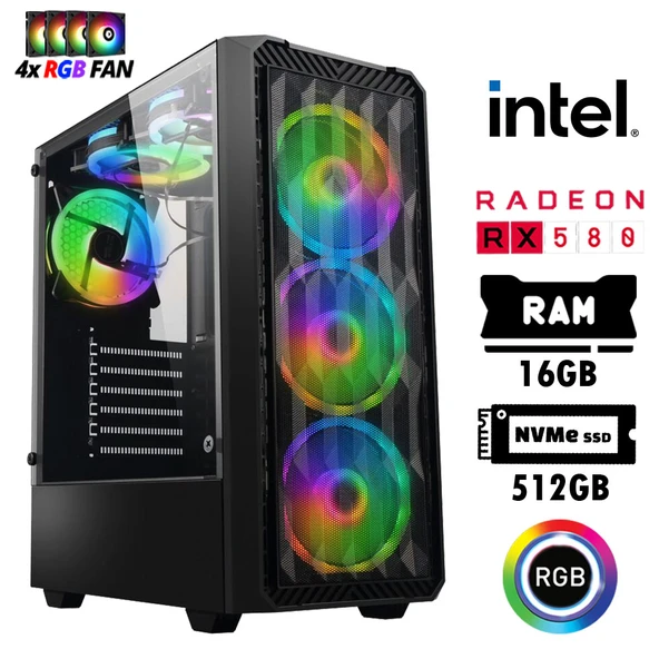 Xaser Nano X20 i3 13100F 16GB Ram 512GB M.2 Nvme SSD 8GB RX580 Oyuncu Hazır Tavsiye Sistem ürün görseli 1