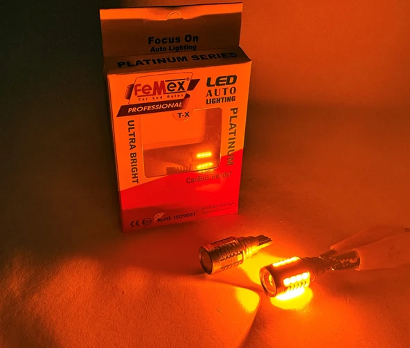 FEMEX Platinum Mercekli T15 W16W 3035 Chip 18smd Turuncu 10W Led Ampul ürün görseli 1