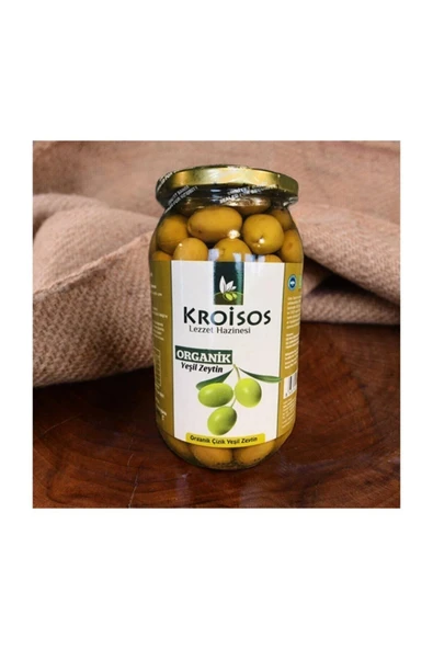 Kroisos Organik Çizik Yeşil Zeytin 300gr ürün görseli 1