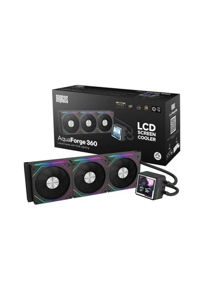 Dragos Aquaforge 360 Intel-amd 360mm Lcd Ekranlı Argb Siyah Sıvı Soğutucu ürün görseli 1