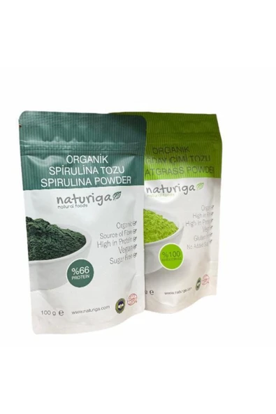Naturiga Organik Spirulina Tozu 100 Gr+ Organik Buğday Çimi Tozu 100 Gr ürün görseli 1
