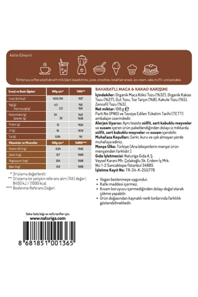 Naturiga Macaccino (MACA & KAKAO KARIŞIMI) - Resim 3