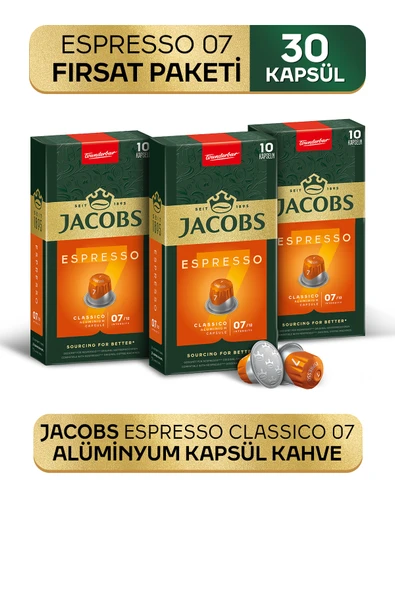 Jacobs Espresso 7 Classico Nespresso Uyumlu Alüminyum Kapsül Kahve 10 Adet X 3 Paket ürün görseli 1