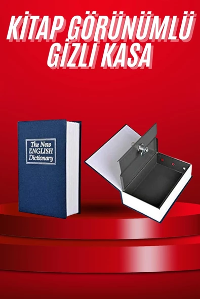 Kitap Görünümlü Gizli Kasa Büyük Boy Anahtarlı Kilitli Para Kasası ürün görseli 1