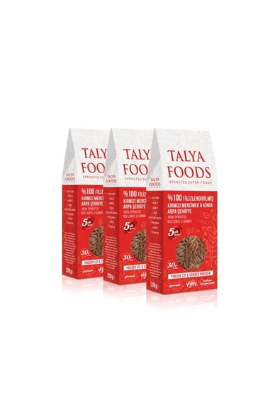 TALYA FOODS Filizlendirilmiş Kırmızı Mercimek & Kinoa Arpa Şehriye 3x200g ürün görseli 1