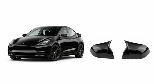 Tesla Model Y 2023 ve Sonrası Araca Özel Yarasa Ayna Kapağı Parlak Siyah ürün görseli 1