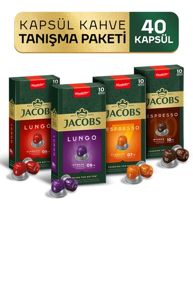 Jacobs Kapsül Kahve Tanışma Paketi 40'lı ( Nespresso Uyumlu Alüminyum Kapsül Kahve ) ürün görseli 1