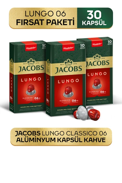 Jacobs Lungo 6 Classic Nespresso Uyumlu Alüminyum Kapsül Kahve 10 Adet X 3 Paket ürün görseli 1