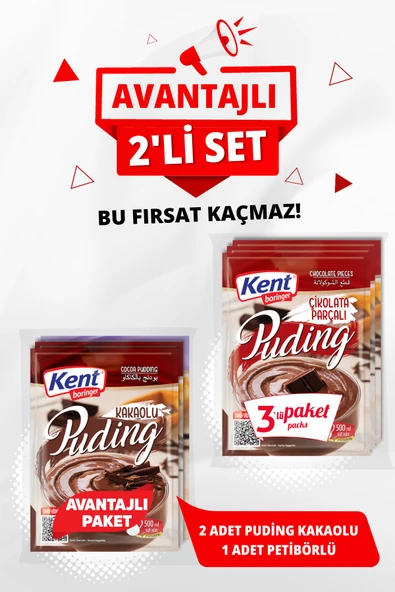 Puding Avantaj Seti (Kakaolu/Petibörlü Puding-Çikolata Parçacıklı Puding) ürün görseli 1