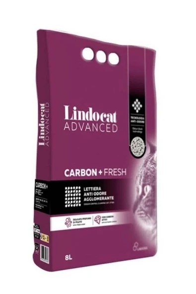 Lindocat Advanced Aktif Karbonlu ve Fresh Kokulu Kalın Taneli Kedi Kumu 8L ürün görseli 1
